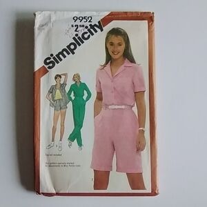 Simplicity SZ 12 #9952 Top Shorts & Pants 1981 Pattern